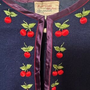 Ascot Chang Sweaters, Vintage Embroidered Cherry Cardigan